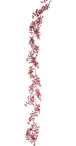 5' Weatherproof Berry Garland, Red