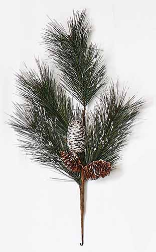 19" Snowy Pine Spray w/ 3 Cones