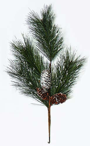 19" Snowy Pine Spray w/ 3 Cones