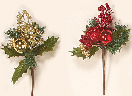 8" Glittered Xmas Pick