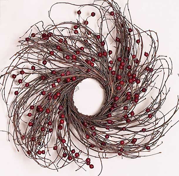16" Twig Wreath w/Berries