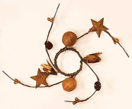 1.25"  Seed Pod & Rusty Star Candle Ring