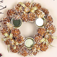 8" Gold Xmas Candle Holder & Centerpiece - CLOSE OUT