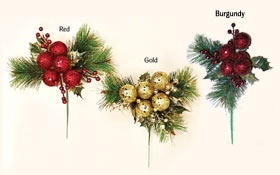 Sequined Ball Pick with Pine, Berry & Holly