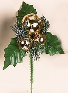 Sm Holly Pine Xmas Ball Pick
