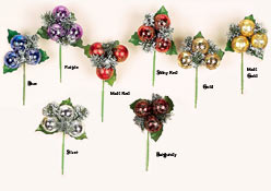 Xmas Snowflake Ball x 3 W/Greens Pick