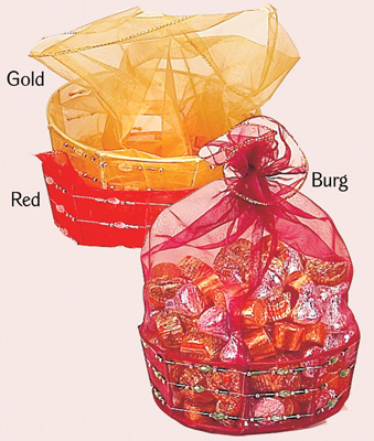 5" Organza Covered Basket