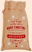 20" X 30" Burlap Christmas Sack w/ Elf Made