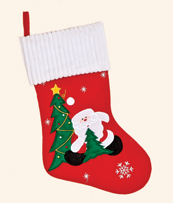 18" Christmas Sock w/ Santa Embroidery
