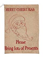 14" X 20" Burlap Christmas Bag w/ Santa