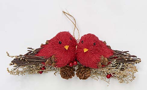 6" Pair Of Cardinals On a Branch Ornament