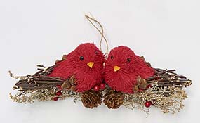6" Pair Of Cardinals On a Branch Ornament