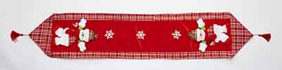 67" Embroidered Red Snowman Table Runner