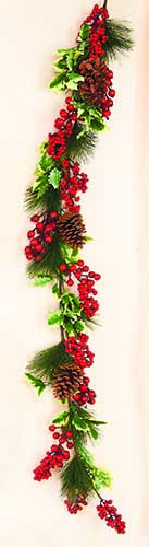 5' Weatherproof Holly Berry Garland