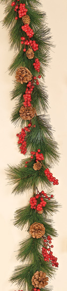 5' Weatherproof Berry & Pine Cone Garland