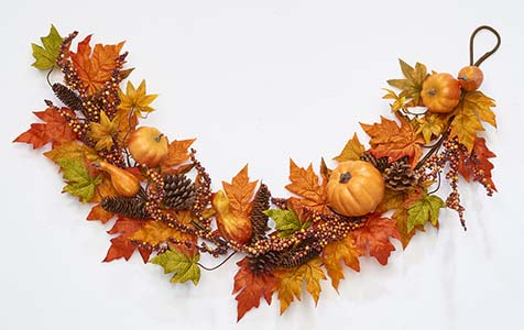 48" Pumpkin Maple Leaf Garland