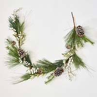 60" White Berries Cone Needle Garland