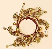 3.5" Beaded Glitter Gold Candle Ring 