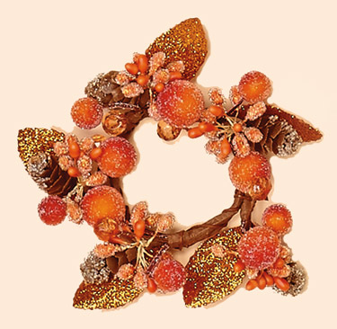 1.5" Orange Glitter Berry Candle Ring (Inner Diameter)