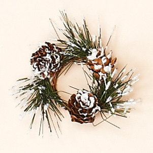 1.25" Snowy Pine & Cone Candle Ring