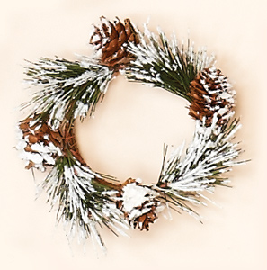 2.25" Snowy Pine & Cone Candle Ring