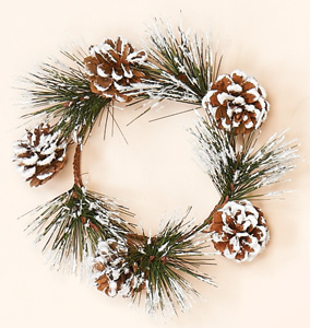 4.25" Snowy Pine & Cone Candle Ring