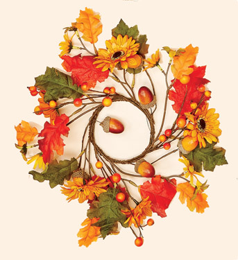 3.25" Maple Leaf with Acorns Candle Ring