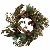 22" Artificial Mixed Evergreen Wreath With Cones