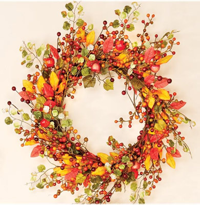 18" Fall Berry Wreath With Foliage