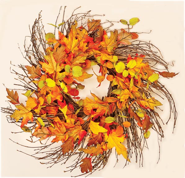 24" Wild Fall Leaf Twig Wreath