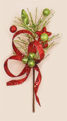 9" Glitter Star Ribbon Spray