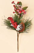 13" Snowy WP Berry, Pine Cone & Pine Spray