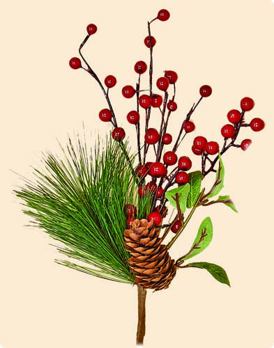 12" WP Berry, Pine Cone & Pine Pick