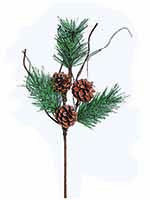 15" Pine & Cone Spray