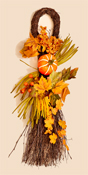 26" Fall Twig Teardrop w/ Long Grasses, Berries, Pumpkins & Leaves