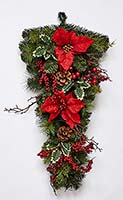 28" Spruce Poinsettia Berry Teardrop