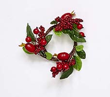 2.25" MIXED BERRY CANDLE RING W/LEAF