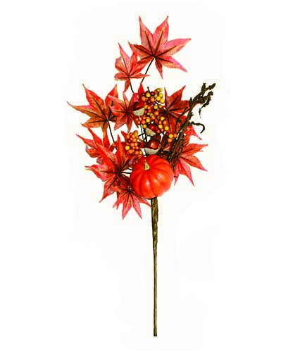 24" Maple Leaf Pumpkin Berry Branch - CLOSEOUT