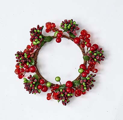 3.5" Mixed Red/Green/Gold Candle Ring