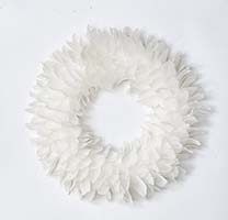 17" Feather Wreath w/ Glitter Tips, White