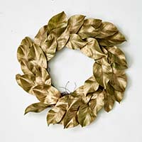 22" Golden Magnolia Leaves Wreath - CLOSEOUT