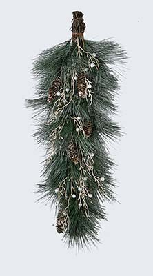 29" White Pine Cone & Green Pine Needle Teardrop