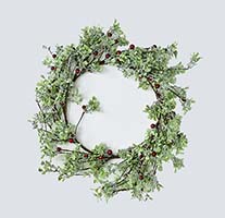 18" Green Leaves and Red Berries Wreath