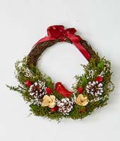 13" Wreath w/ Cardinal & Foliage