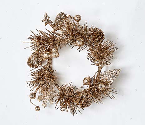 3.25" Glitter Champagne Christmas Candle Ring