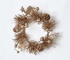 3.25" Glitter Champagne Christmas Candle Ring