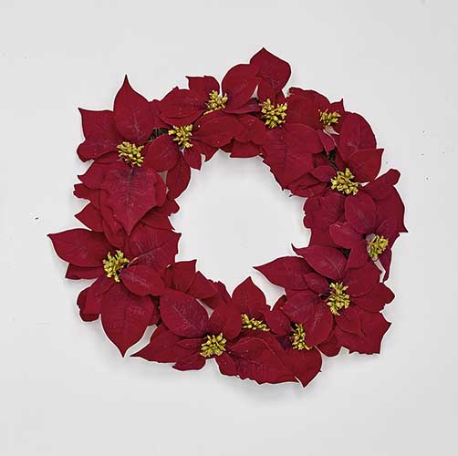 20" Poinsettia Wreath on Twig Base
