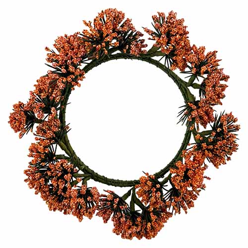 4.5" Fall Orange Bud Pillar Candle Ring - CLOSEOUT
