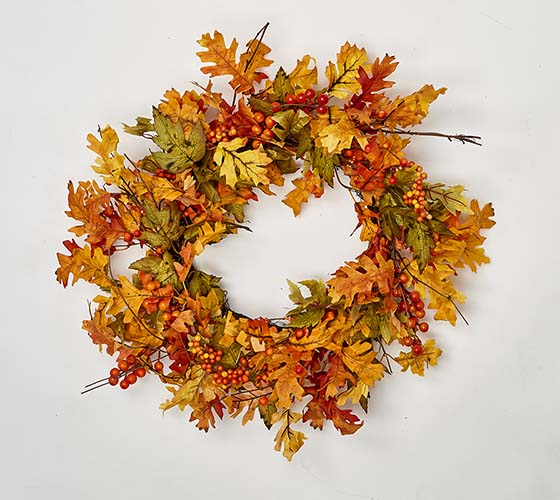 24" Fall Leaves Wreath on Natural Twig Base