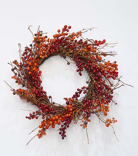 22" Fall Orange Berry Wreath